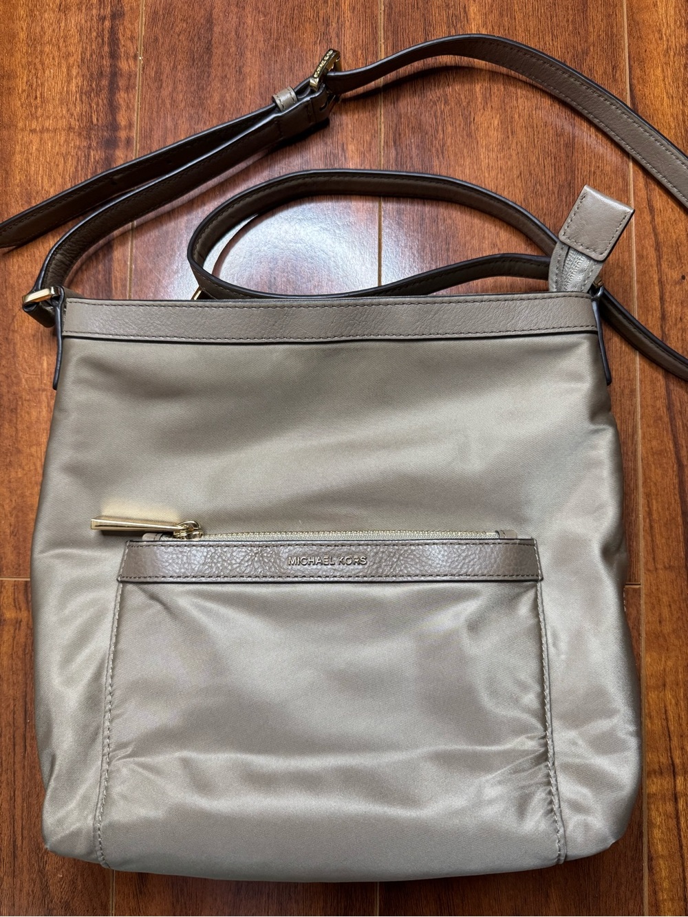 Michael Kors Taupe Khaki Nylon Crossbody Bag Purse